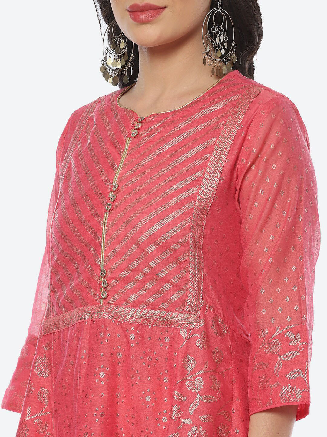 Buy Onion Pink Cotton Anarkali Kurta Churidar Suit Set (Kurta, Churidar,  Dupatta) for INR5500.00 | Biba India